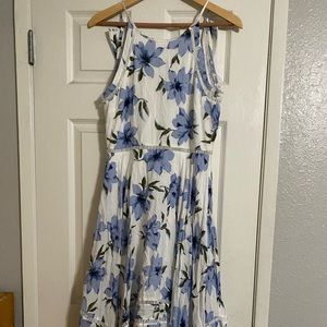 Lulus White and Blue Floral Dress
